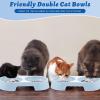 Sliner 7 Pcs Kitten Litter Box Starter Kit, 2 Plastic Small Kitty Litter Box Training Low Entry with Scoop, 2 Double Cat Bowl and Mat for Kitten Indoor(Blue)(Gray)