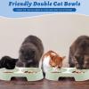Sliner 7 Pcs Kitten Litter Box Starter Kit, 2 Plastic Small Kitty Litter Box Training Low Entry with Scoop, 2 Double Cat Bowl and Mat for Kitten Indoor(Blue)(Green)