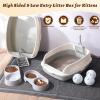 Sliner 7 Pcs Litter Box Kitten Kit Include 2 Pcs Kitten Litter Box Low Entry, 2 Cat Bowls, 1 Large Waterproof Nonslip Mat, 2 Scoopers