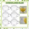 Sliner 9 Pcs Tea Set Glass Teapot, 33.8 oz Clear Glass Tea Kettle with Infuser 6 Pcs Insulated Cups Ceramic Teapot Warmer Wooden Bamboo Serving Tray(Delicate)