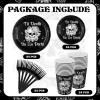 Sliner 96 Pcs Bride or Die Bachelorette Party Decorations Til Death Do Us Party Supplies Skull Gothic Bachelorette Bridal Shower Plates and Napkins Disposable Tableware Set Serves 24 Guests