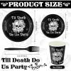 Sliner 96 Pcs Bride or Die Bachelorette Party Decorations Til Death Do Us Party Supplies Skull Gothic Bachelorette Bridal Shower Plates and Napkins Disposable Tableware Set Serves 24 Guests