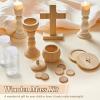 Sliner Catholic Gifts for Kids Mass Kit Wooden Mass Play Set My First Communion Gift Catholic Toys Set Baby Holy Baptism Gifts for Children Priest Churches Birthday Easter Party Decor(Simple Color)(Simple Color)