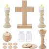 Sliner Catholic Gifts for Kids Mass Kit Wooden Mass Play Set My First Communion Gift Catholic Toys Set Baby Holy Baptism Gifts for Children Priest Churches Birthday Easter Party Decor(Simple Color)(Simple Color)