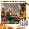 Sliner Halloween Pumpkin Wooden Serving Platter 15″ L x 12″ W Wood Pumpkin Shaped Charcuterie Board Snack Cheese Cutting Board Sectional Fall Dish Plate for Home Gifts(Brown)(Grey White)