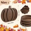 Sliner Halloween Pumpkin Wooden Serving Platter 15″ L x 12″ W Wood Pumpkin Shaped Charcuterie Board Snack Cheese Cutting Board Sectional Fall Dish Plate for Home Gifts(Brown)(Black Walnut Color)