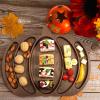Sliner Halloween Pumpkin Wooden Serving Platter 15″ L x 12″ W Wood Pumpkin Shaped Charcuterie Board Snack Cheese Cutting Board Sectional Fall Dish Plate for Home Gifts(Brown)(Black Walnut Color)