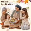 Sliner Halloween Pumpkin Wooden Serving Platter 15″ L x 12″ W Wood Pumpkin Shaped Charcuterie Board Snack Cheese Cutting Board Sectional Fall Dish Plate for Home Gifts(Brown)(Grey White)