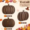 Sliner Halloween Pumpkin Wooden Serving Platter 15″ L x 12″ W Wood Pumpkin Shaped Charcuterie Board Snack Cheese Cutting Board Sectional Fall Dish Plate for Home Gifts(Brown)(Black Walnut Color)