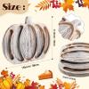 Sliner Halloween Pumpkin Wooden Serving Platter 15″ L x 12″ W Wood Pumpkin Shaped Charcuterie Board Snack Cheese Cutting Board Sectional Fall Dish Plate for Home Gifts(Brown)(Grey White)