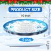 Sliner Set of 4 Christmas Giving Plates 10 x 10 Inch Snowman Plates with Snow Trim and Warm Words Holiday Decorative Plate for Sharing Love and Treats Xmas Gifts