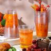 Sliner Thanksgiving Disposable Plastic Cups Thanksgiving Autumn Fall Leaves Clear Plastic Cups with Maple Leaf Pattern for Holiday Party Harvest Beverage Drinks Cup Wedding Supplies(12oz, 60 Pcs)(60)