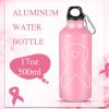 Tticai 12 Pieces Breast Cancer Awareness Aluminum Water Bottle Pink Ribbon Bike Water Bottle Reusable Bottles Leak Proof Lightweight Portable Bottles for Marathon Running(17 oz)