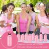 Tticai 12 Pieces Breast Cancer Awareness Aluminum Water Bottle Pink Ribbon Bike Water Bottle Reusable Bottles Leak Proof Lightweight Portable Bottles for Marathon Running(17 oz)