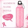 Tticai 12 Pieces Breast Cancer Awareness Aluminum Water Bottle Pink Ribbon Bike Water Bottle Reusable Bottles Leak Proof Lightweight Portable Bottles for Marathon Running(20 oz)