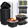Sliner 100 Pcs 10 oz Mini Cake Pans with Lids Aluminum Foil Disposable Ramekins Mini Cake Cups with Spork Sticker Square Cupcake Cups Baking Tins for Kitchen Party Wedding Birthday(Gold Silver)(Black Silver)