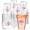 Sliner 100 Pcs Pink Disco Cowgirl Plastic Cups Bachelorette Party Decorations 12 oz Disposable Clear Disco Ball Cups for Bachelorette Birthday Wedding 70s 80s 90s Party(Clear)