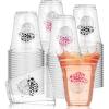 Sliner 100 Pcs Pink Disco Cowgirl Plastic Cups Bachelorette Party Decorations 12 oz Disposable Clear Disco Ball Cups for Bachelorette Birthday Wedding 70s 80s 90s Party(Black and Pink)