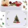Sliner 12 Pcs Christmas Serving Trays Christmas Platters Christmas Trays Large Cookie Platter Reusable Food Plates 13″ x 10″ Holiday Kitchen Dinnerware for Party Supplies(Christmas Tree)(Christmas Tree)