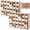 Sliner 2 Pcs Christmas Wooden Advent Calendar with 24 Drawers Countdown to Christmas Storage Organizer, DIY Unfinished Storage Box Apothecary Cabinet Ready to Decorate for Kids Gift Craft