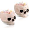 Sliner 2 Pcs Halloween Skeleton Skull Bowl and Cup – Figurine Candy Dish, Candle Holder, Planter Pot for Party Home Bar Decor