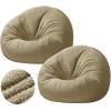 Sliner 2 Pcs Stuffed Animal Storage Bean Bag Chair Cover for Adults (No Filler) Zipper Soft Bean Bag Cover for Organizing Plush Toys, Textile or Foam(Coffee,Small)(Coffee)