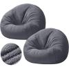 Sliner 2 Pcs Stuffed Animal Storage Bean Bag Chair Cover for Adults (No Filler) Zipper Soft Bean Bag Cover for Organizing Plush Toys, Textile or Foam(Coffee,Small)(Dark Gray)