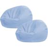 Sliner 2 Pcs Stuffed Animal Storage Bean Bag Chair Cover for Kids Adults (no Filler) Large Stuffable Zipper Beanbag Cover for Organizing Plush Toys or Memory Foam(Green, Small)(Blue)