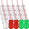 Sliner 20 Pack Christmas Plastic Juice Bottle 17 Oz Snowman Shaped Reusable Water Bottles with Lids and Straws Empty Milk Beverage Bottle Juicing Drink Containers for Christmas Party Favor Daily Use