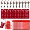 Sliner 20 Set Christmas Santa Key Ornament for No Chimney Houses Vintage Metal Skeleton Charm Key with Santa Claus Card and Red Mesh Bag for Christmas Tree (Red,Black)(Red)