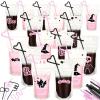 Sliner 24 Set Halloween Drink Pouches with Straws for Adults Juice Liquor Pouches Happy Boo Day Pink Black Drink Bags for Adult Teen Stand up Plastic Bags for Halloween Party Props Favor