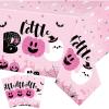 Sliner 3 Pack Pink Halloween Tablecloths – Girl Little Boo Table Covers 108 x 54 Inch Pumpkins Ghost Plastic Table Cloths for Dinner Party Supplies