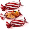 imageSliner 3 Pcs Christmas Holiday Candy Dish Peppermint Candy Tray Christmas Serving Dishes Crystal Glass Fruit Plates Dessert Plates Tableware Bowl for Xmas Cookie Snack Party Favor RedRed
