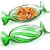 imageSliner 3 Pcs Christmas Holiday Candy Dish Peppermint Candy Tray Christmas Serving Dishes Crystal Glass Fruit Plates Dessert Plates Tableware Bowl for Xmas Cookie Snack Party Favor RedGreen
