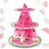 Sliner 3 Tier Watermelon Cupcake Stand One in a Melon Summer Party Decorations Watermelon Theme Cake Holder Pink Birthday Dessert Tower for Kids Girls Adults Baby Shower Wedding Party Favor Supplies