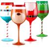Sliner 4 Pcs Christmas Wine Glasses Christmas Glasses Drinkware Funny Gifts for New Year Wine Lover Wedding Holiday Housewarming Party Decorative(Classic Style)(Classic Style)