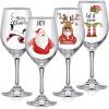 Sliner 4 Pcs Christmas Wine Glasses Christmas Glasses Drinkware Funny Gifts for New Year Wine Lover Wedding Holiday Housewarming Party Decorative(Classic Style)(Elegant Style)