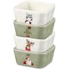 Sliner 4 Pieces Christmas Bowls Set 3.5 x 1.6 Inch Christmas Serving Dishes Christmas Dip Bowls Adorable, Durable Festive Serving Dishes for Holiday Entertaining Party