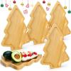 Sliner 4 Pieces Christmas Dishes Christmas Tree Shaped Wooden Appetizer Tray Wood Candy Tray Xmas Tree Shaped Charcuterie Board Sushi Serving Snack Appetizer Platter for Home 11”x7.9”(Xmas Tree)
