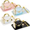 Sliner 4 Sets Coffee Mug Handbag Shaped Ceramic Tea Cup with Saucer Spoon 10 Oz/ 310 ml Purse Gift Mug for Office Home Coffee Tea Hot Chocolate Cappuccino(Classic)(Classic)