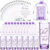 Sliner 50 Set Wedding Favors for Guests Bulk 2oz Acrylic Take a Shot We Tied the Knot Shot Glasses with Thank You Cards Organza Bags for Guest Souvenirs Wedding Gifts Newlyweds Bridal Shower Party(Purple  Black)