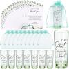 Sliner 50 Set Wedding Favors for Guests Bulk 2oz Acrylic Take a Shot We Tied the Knot Shot Glasses with Thank You Cards Organza Bags for Guest Souvenirs Wedding Gifts Newlyweds Bridal Shower Party(Sage Green  Black)