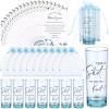 Sliner 50 Set Wedding Favors for Guests Bulk 2oz Acrylic Take a Shot We Tied the Knot Shot Glasses with Thank You Cards Organza Bags for Guest Souvenirs Wedding Gifts Newlyweds Bridal Shower Party(Blue  Black)