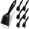 Sliner 6 Pcs 8 Inch Grill Brush with Scrap Black Scrubbing Stainless Steel Wire Grill Cleaner Brush BBQ Accessories for Indoor Outdoor Grate Remove Grease Burnt Food