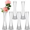 Sliner 6 Pcs Tall Glass Bud Vase for Centerpieces Clear Maria Bud Vase Small Single Flower Vase Rose Skinny Decorative Cylinder Vases for Wedding Party Home Table Decorations(7.87” H)(7.87” H)