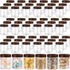 Sliner 60 Pcs 8 oz Plastic Jars with Lids Clear Round Leakproof Storage Containers Empty Refillable Plastic Mason Jars for Travel Storage Face Creams Kitchen Household Food Spice (Cute Color)(Brown)