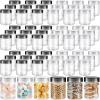 Sliner 60 Pcs 8 oz Plastic Jars with Lids Clear Round Leakproof Storage Containers Empty Refillable Plastic Mason Jars for Travel Storage Face Creams Kitchen Household Food Spice (Cute Color)(Clear And Black)