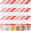 Sliner 60 Pcs 8 oz Plastic Jars with Lids Clear Round Leakproof Storage Containers Empty Refillable Plastic Mason Jars for Travel Storage Face Creams Kitchen Household Food Spice (Cute Color)(Cute Color)