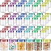 Sliner 60 Pcs 8 oz Plastic Jars with Lids Clear Round Leakproof Storage Containers Empty Refillable Plastic Mason Jars for Travel Storage Face Creams Kitchen Household Food Spice (Cute Color)(Colorful)