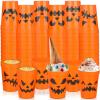 Sliner 60 Pieces Halloween Jack O Lantern Cups 12 oz Plastic Scary Printed Pumpkin Design Cup Reusable Orange Cute Halloween Party Supplies for Liquor Juice Hot Cold Drinks Coffee Kitchen Adult Kids